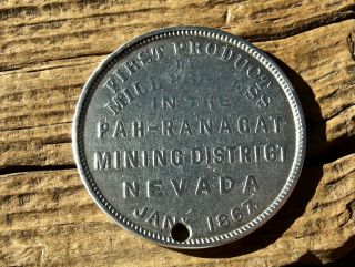 Ca 1867 Pahranagat Mining District " Nevada Silver Pict Token,  Prentice Ny X - Rare