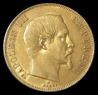 1859 Bb Gold Strasbourg France 50 Francs Napoleon Iii Au