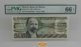 1983 Mexico,  Banco De Mexico 500 Pesos Pick 79a,  Pmg Gem Unc 66 Epq - B16015