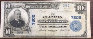 1902 $10 Clinton National Bank Of Missouri Banknote Rare