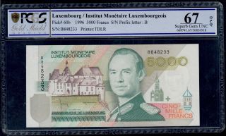 Luxembourg 5000 Francs 1996 Pick 60b Pcgs 67 Gem Unc Opq.