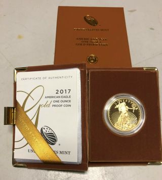 2017 $50 American Gold Eagle 1 Oz Proof - With Certificate