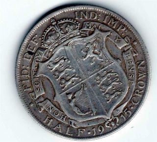 King George V 1915 Great Britain Sterling Silver Half Crown