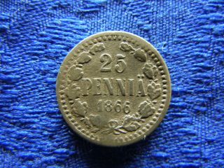 Finland 25 Pennia 1866,  Km6.  1 Bent