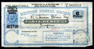 Weeda Southern Nigeria British Postal Order,  1913 Kgv Issue,  Lagos,  See Scans