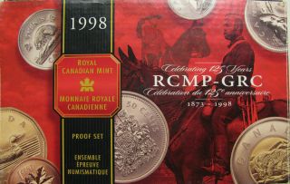 1998 Canada Rcmp 125 Years Proof Silver Double Dollar Set