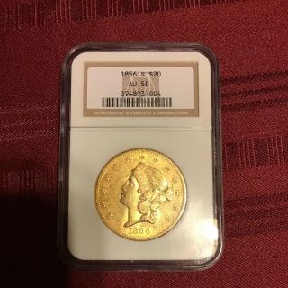 1856 S $20 Ngc Au 58 Au58 Gold Liberty Double Eagle Twenty Dollars