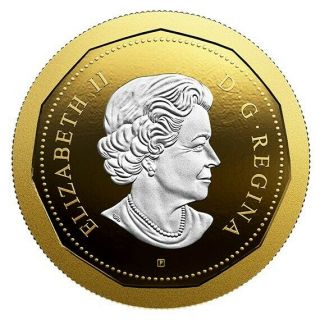 2019 Canada Reverse Gold 5 oz.  Silver $1 Big Coin Series Dollar Loonie 2