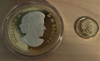2019 Canada Reverse Gold 5 oz.  Silver $1 Big Coin Series Dollar Loonie 4
