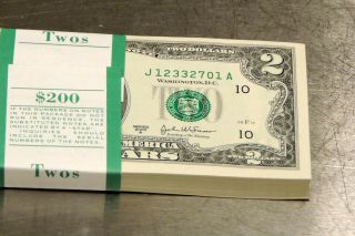 100 x $2 Bills,  Sequential US Two Dollar Notes,  2003 Kansas City Series J 2