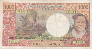 1000 Francs Fine Banknote From French Caledonia 1971 Pick - 64