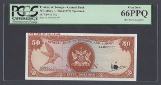 Trinidad And Tobago 50 Dollars L.  1964 (1977) P34s Specimen Uncirculated