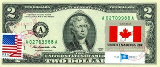 $2 Dollars 2013 Stamp Cancel Flag Of Canada Lucky Money Value $112.  50