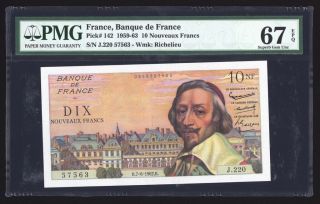 France 10 Nouveaux Francs 1962 P142 Pmg Gem Uncirculated 67 Epq