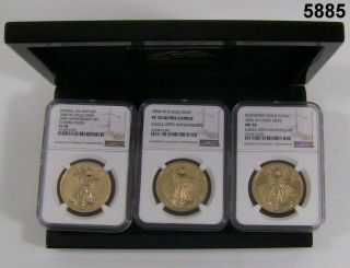 2006 3 Coin 20th Anniv.  Gold Eagle Set Ngc Certified All " 70 " Grades 5885