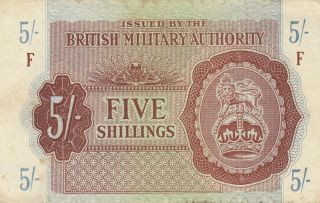 British Military Authority 5 Shillings (1943) P - M4 Uk Britain England Vf