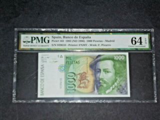 Pmg 64 Choice Uncirculated Epq Spain,  Banco De Espana 1992 1000 Pesetas
