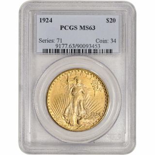 Us Gold $20 Saint - Gaudens Double Eagle - Pcgs Ms63 - Random Date
