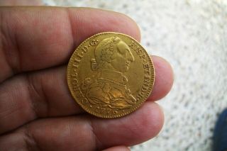 A66 Historical Date Very Rare Old Us Gold 4 Escudos 1776 Nuevo Reino Colombia