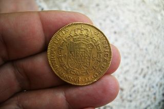 A66 HISTORICAL DATE VERY RARE OLD US GOLD 4 ESCUDOS 1776 NUEVO REINO COLOMBIA 2