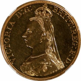 Great Britain 1887 Victoria Proof Like Gold 5 Pounds / Sovereigns Ngc Ms - 62 Pl