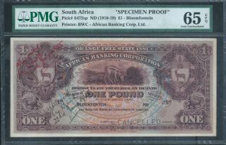 South Africa £1 African Banking Corporation Ps472sp (1910 - 19) Pmg 65 Epq