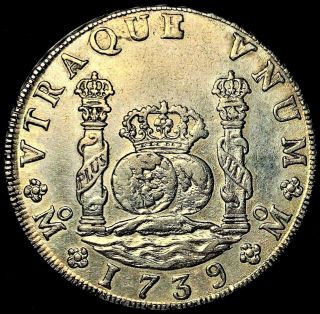 1739 ☆ Mo Mf Felipe V ☆ Silver 8 Reales ☆ Unc ☆ Rare This ☆ Magnificent