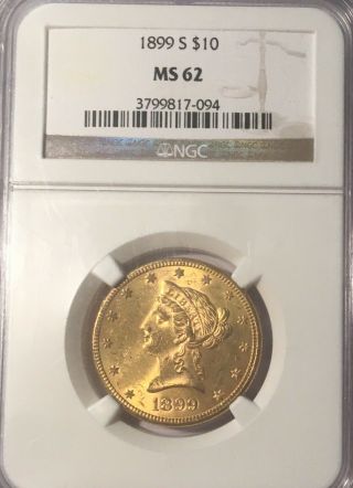 1899 - S $10 Ngc Ms62 Pq Ten Dollar Liberty Gold Eagle