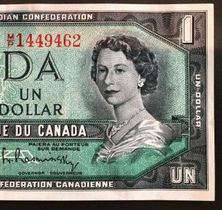 1954 Bank of Canada $1 Dollar Bank Note M/P Beattie - Raminsky 1449462 3