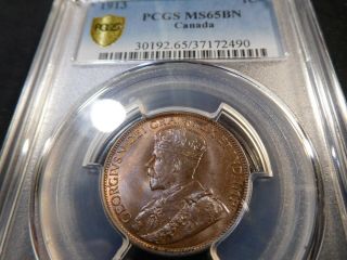 Q41 Canada 1913 Large Cent Pcgs Ms - 65 Brown