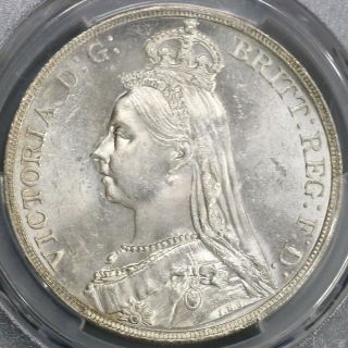 1891 Pcgs Ms 62,  Victoria Crown Great Britain Silver Coin (19080201c)