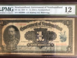1920 Government Of Newfoundland 1 Dollar Bank Note