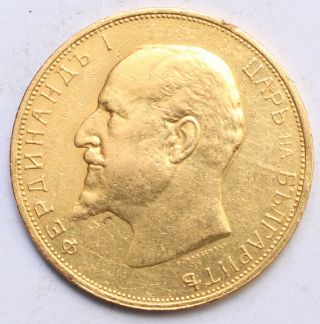 BULGARIA Ferdinand I GOLD 100 LEVA 1912 mintage 5000 MOUNTMARK on edge 2