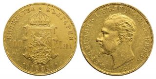 Bulgaria Ferdinand I Gold 100 Leva 1894 Kb Mintage 2500 Mountmark On Edge R