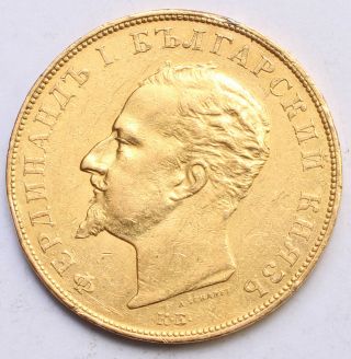 BULGARIA Ferdinand I GOLD 100 LEVA 1894 KB mintage 2500 MOUNTMARK on edge R 2