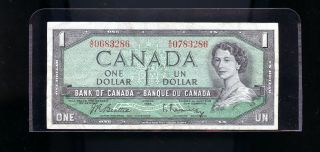 Rare 1954 Bank Of Canada Mismatched Serial Number $1 Error Note Dwd2
