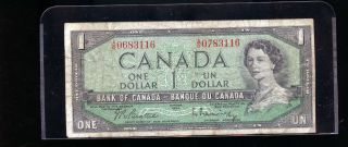 Rare 1954 Bank Of Canada Mismatched Serial Number $1 Error Note Dwd3