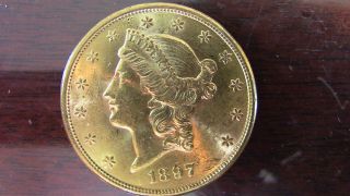 1897 S Liberty Head $20 Double Eagle Gold Coin Bu