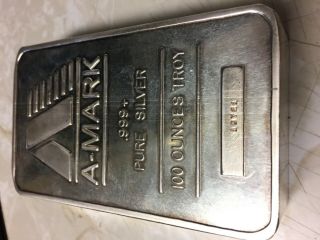 A - Mark 100 Oz Silver Bar.  999 Fine