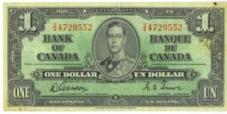 Bank Of Canada 1937 $1 One Dollar Gordon - Towers Z/a Prefix Good F/vf