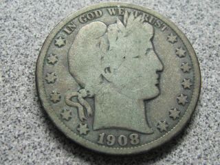 1908 - O Barber Silver Half Dollar