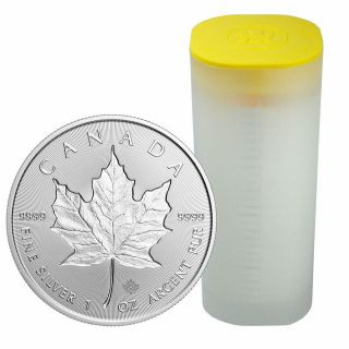 Roll Of 25 2019 Canada 1 Oz Silver Maple Leaf Incuse $5 Gem Bu Sku57181