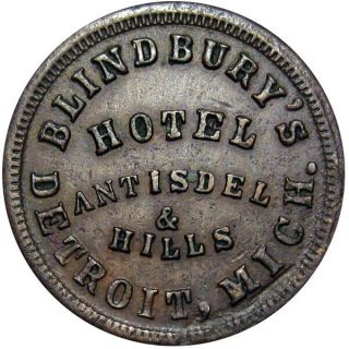 1863 Detroit Michigan Civil War Token Blindbury 