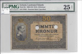 Iceland 12 - 1 - 1900 (1912) 50 Kronur Pick 9b Pmg 25 Net Scarce In Any Grade