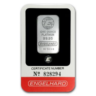 1 Oz Platinum Bar - Engelhard (in Assay) - Sku 64918