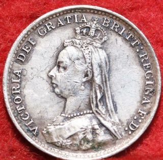1889 Great Britain 3 Pence Silver Foreign Coin