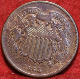 1864 Copper Philadelphia Two Cent Coin Lm