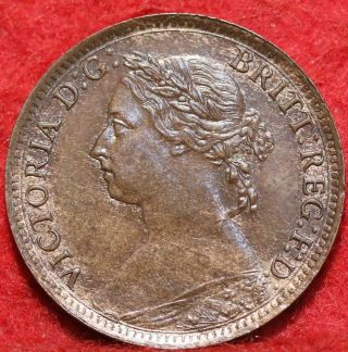 Uncirculated 1884 Great Britain 1 Farthing Foreign Coin