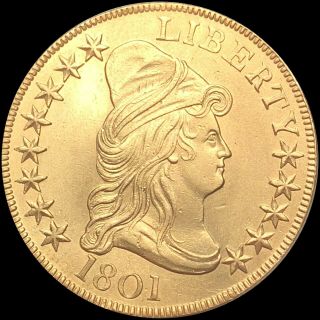 1801 Draped Bust Gold Eagle $10 Borders Uncirculated Rich Early Date Au Bu Nr