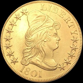 1801 Draped Bust Gold Eagle $10 BORDERS UNCIRCULATED Rich Early Date au bu NR 2